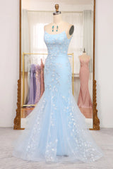 Wholesale Blue Mermaid Spaghetti Straps Lace Up Long Prom Dress With Sequin prom clothing