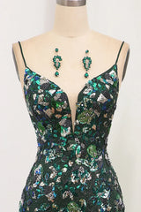 Wholesale Sparkly Dark Green Mermaid Long Prom Dress With Slit And Beading prom dresses with long sleeves