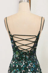 Wholesale Sparkly Dark Green Mermaid Long Prom Dress With Slit And Beading prom dresses with long sleeves