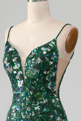 Mermaid Lace-Up Back Dark Green Prom Dress with Appliques