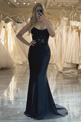 Wholesale Black Mermaid Spaghetti Straps Lace Up Long Satin Prom Dress prom clothing