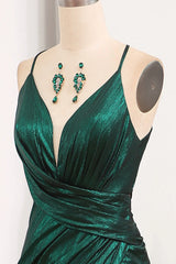 Wholesale Dark Green Mermaid Spaghetti Straps Keyhole Long Prom Dress With Slit prom dresses shops