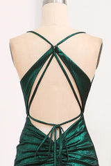 Wholesale Dark Green Mermaid Spaghetti Straps Keyhole Long Prom Dress With Slit prom dresses shops