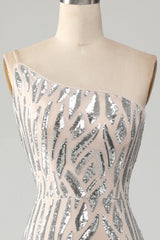 Sparkly Mermaid One Shoulder Dark Green Sequins Long Prom Dress