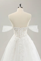 Princess style off the shoulder sweeping with decals and trailing lines