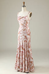 Blush Floral Boho Mermaid Bridesmaid Dress