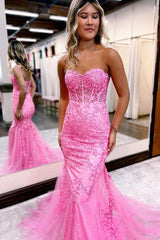 Yellow Floral Lace Long Prom Dress Mermaid Sweetheart Graduation Dresses