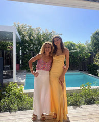Yellow Prom Dresses Mermaid Spaghetti Straps Party Dress, AST895