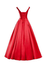 Simple V-Neck Bowknot Lace-Up Bridesmaid Dress