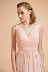 A-line V-neck Knee-length Chiffon Bridesmaid Dress