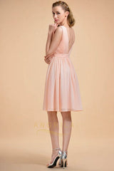 A-line V-neck Knee-length Chiffon Bridesmaid Dress