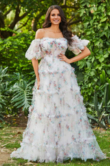 Aimishang Elegant Prom Dresses Open Back Ruffle Ruched Tulle Gown Evening Dress