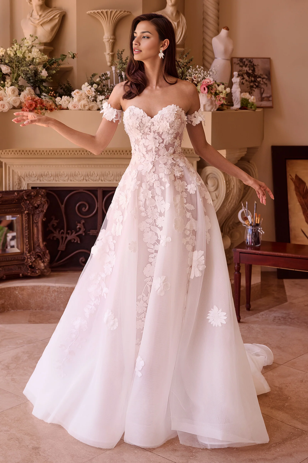 Aimishang Elegant Off White Prom Dresses Strapless Bridal Gown Wedding Dresses