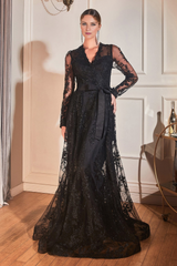 Aimishang Fashion Evening Dress Embellished Long Sleeve Gown Prom Dresses