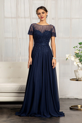 Aimishang Elegant Evening Dress Embroidered Short Sleeve Gown Prom Dresses