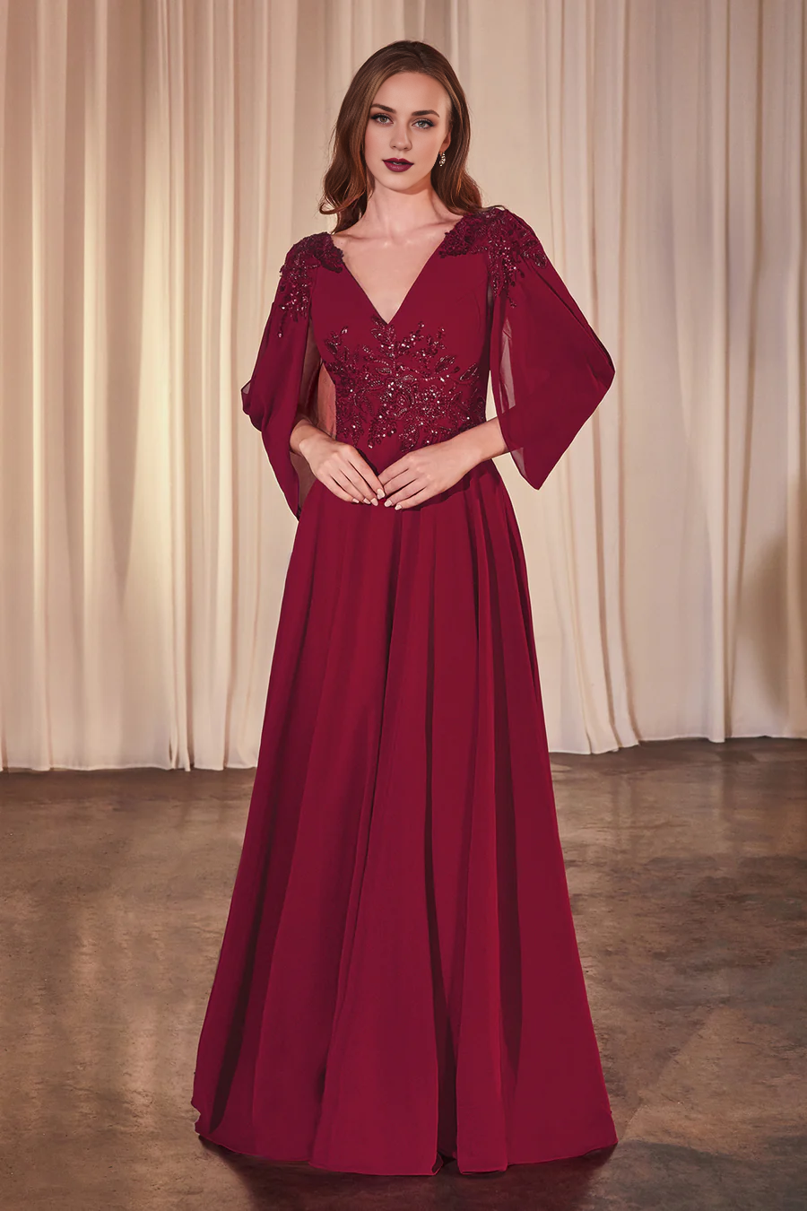 Aimishang Fashion Evening Dress Chiffon Cowl Sleeve A-line Gown Prom Dresses