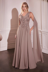 Aimishang Elegant Evening Dress Chiffon Cape Sleeve A-line Gown Prom Dresses