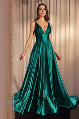 Aimishang Fashion Evening Dress Glitter Satin Sleeveless A-line Gown Prom Dresses