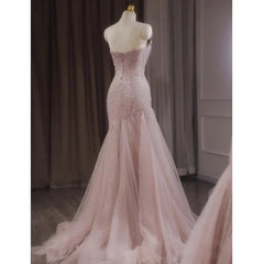 Aimishang Elegant Dresses Gowns Evening Dresses Pink Shiny Tulle Mermaid Prom Dress Fairy Formal Evening Dress