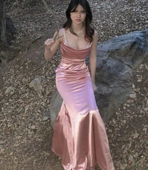Aimishang Elegant Spaghetti Straps Pink Mermaid Prom Dress Evening Party Gown Formal Women's Dresses