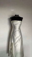 Aimishang Elegant Formal Dresses Spaghetti Straps Ivory Prom Dress Slit Formal Dresses Gowns Evening Dresses