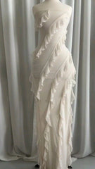 Aimishang Elegant Dresses Evening Wear Strapless Beige Long Prom Dress Ruffle Evening Party Dress