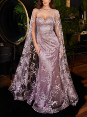 Aimishang Fashion Gowns Evening Dresses Glitter Fitted Strapless Cape Gown Formal Dresses