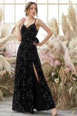 Black Star Printed Wrap Prom Dress