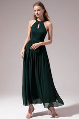 Halter Long Lace Bridesmaid Dress