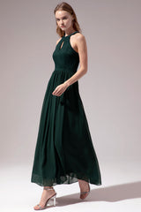 Halter Long Lace Bridesmaid Dress