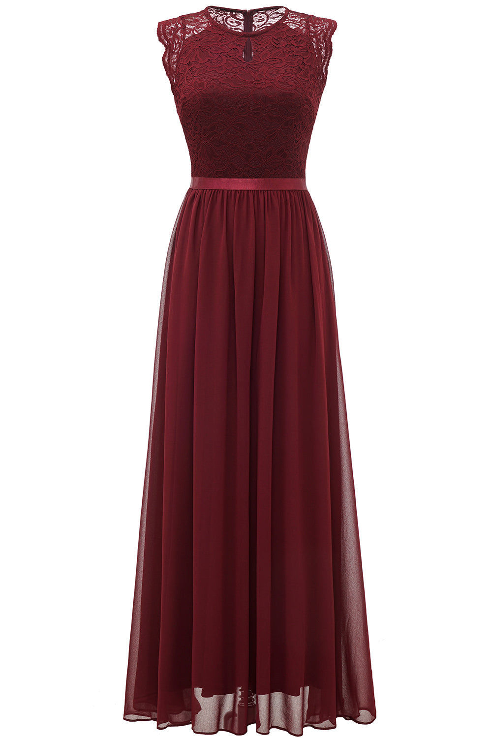 Burgundy Lace Formal Party Dress