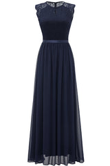 Navy Lace Formal Party Dress