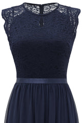 Navy Lace Formal Party Dress