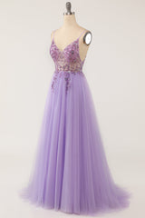 Light Blue Beading Tulle Prom Dress