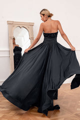 Royal Blue Sequins Strapless Prom Dress