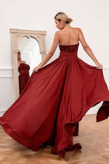 Royal Blue Sequins Strapless Prom Dress