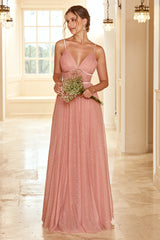 A Line Spaghetti Straps Bridesmaid Dress with Ruffles