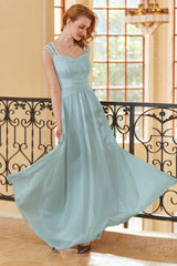 Elegant White Long Lace Dress with Cap Sleeves