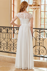 Elegant A Line Sweetheart White Long Lace Dress