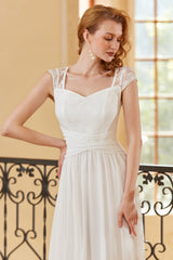 Elegant A Line Sweetheart White Long Lace Dress