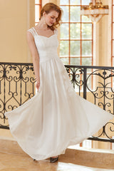 Elegant A Line Sweetheart White Long Lace Dress