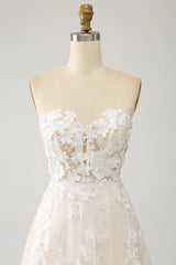 Decal A Line Sweetheart Long Tight Corset Thin Wedding Dress