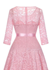 A| Bridelily Women's 1/2 Sleeves Lace Short Prom Formal Casual Swing Party Cocktail Dresses