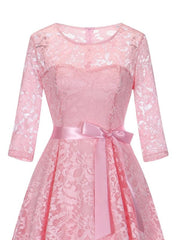 A| Bridelily Women's 1/2 Sleeves Lace Short Prom Formal Casual Swing Party Cocktail Dresses