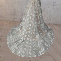 A-Line Champagne Floral 3D Lace Fantasy Wedding Dress