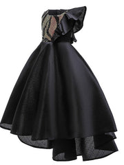 A-Line Hi-Lo Flower Girl Dress With Bow Ruffles