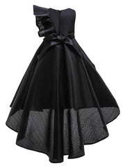 A-Line Hi-Lo Flower Girl Dress With Bow Ruffles