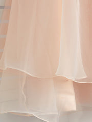 A-Line Jewel Neck Organza Satin Flower Girl Dress With Beading Tier