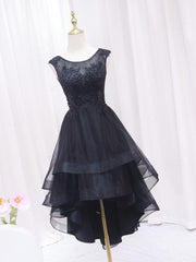 Robe de bal courte en dentelle A-Lace Tulle, robe de retour à la maison noire basse haute