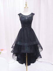 Robe de bal courte en dentelle A-Lace Tulle, robe de retour à la maison noire basse haute